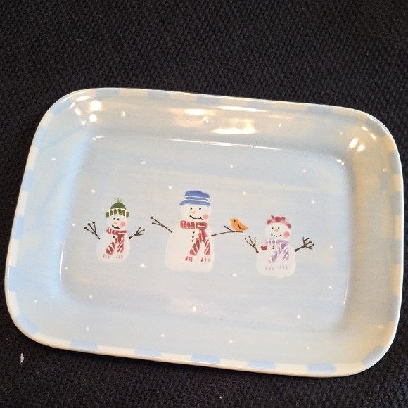 Festive Snowman Holiday Stoneware Decor Plate - Picture 3 of 4